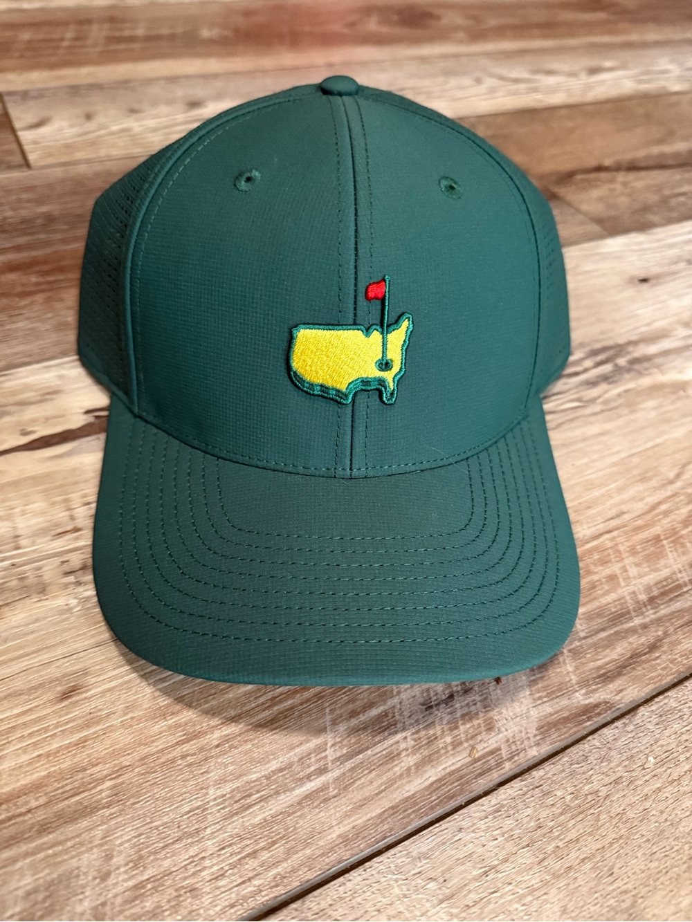 Masters Dark Green Cap with Yellow Golf Emblem and Red Flag